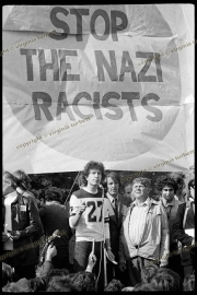 Tom Robinson speaks to crowd at Brockwell Park Anti Racism Carni