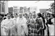 Asian women protestors opposing NF meeting, Ealing Town Hall
