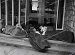 UK Subs fans.   Punks.  Sleeping outside band's hotel.